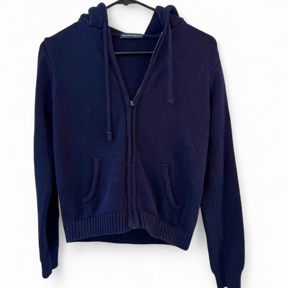Brandy Melville Dark Blue Knit Hoodie